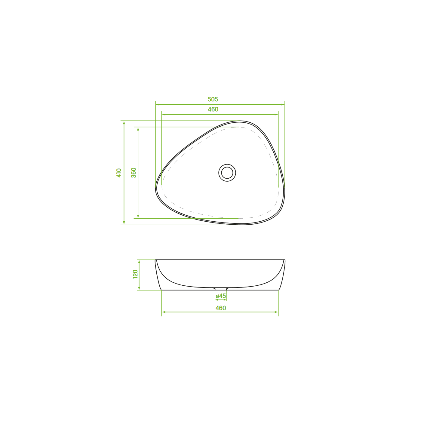 Umywalka Nablatowa Biała Ceramiczna Asymetryczna Laveo