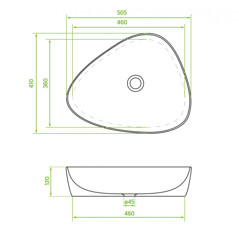 Umywalka Nablatowa Biała Ceramiczna Asymetryczna Laveo