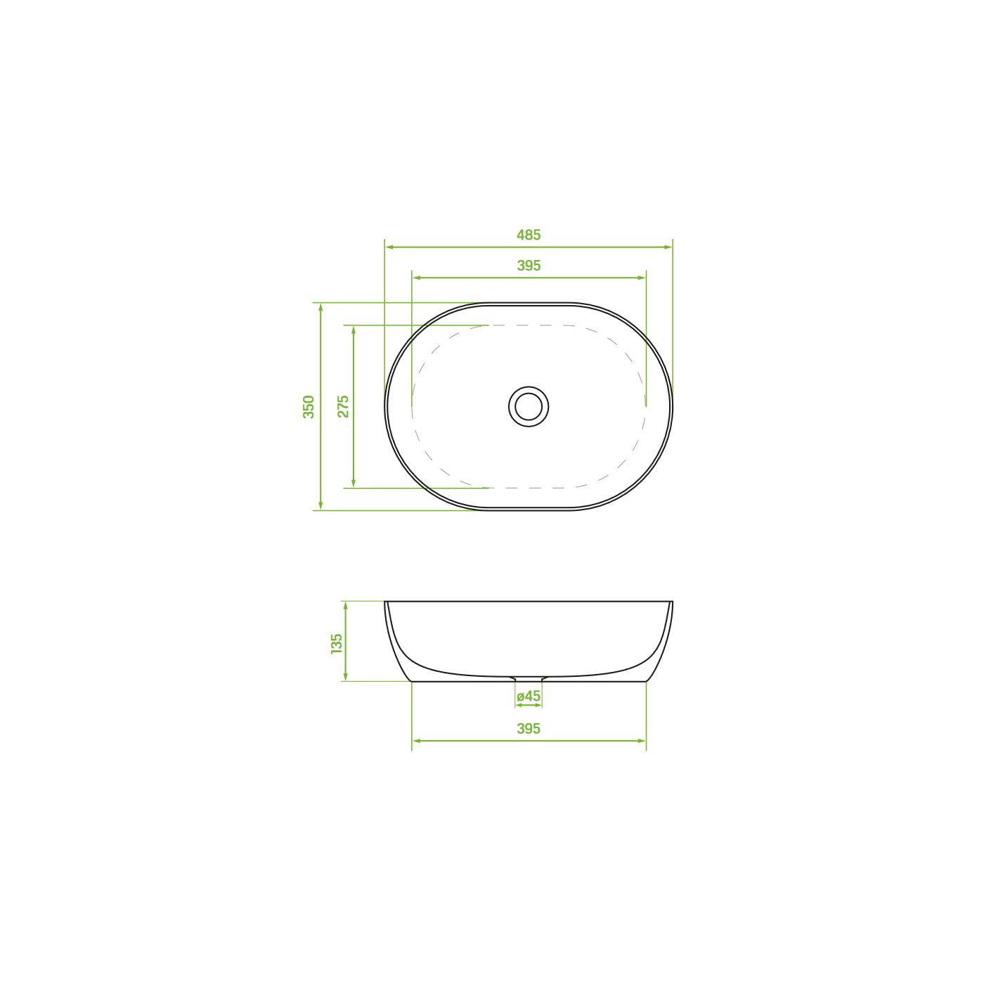 Umywalka Nablatowa Ceramiczna Owalna Biała Lomami