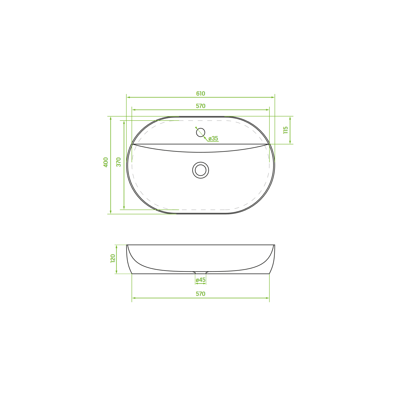 Umywalka Nablatowa Ceramiczna Owalna Biała Lomami