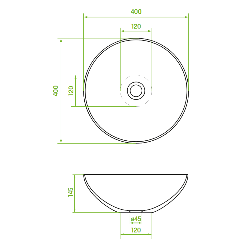 Umywalka Nablatowa Ceramiczna Okrągła Biała SABI