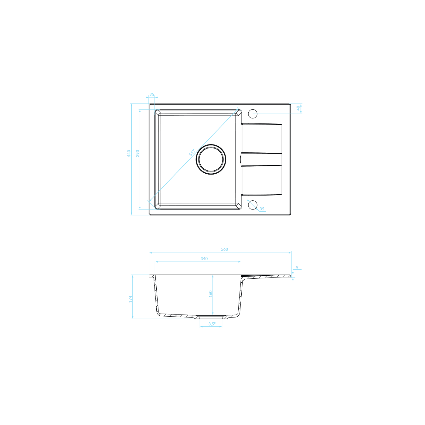 Zlew Zlewozmywak Jednokomorowy Granitowy Beżowy z Półociekaczem Zlew Zlewozmywak Jednokomorowy Granitowy Beżowy z Półociekaczem