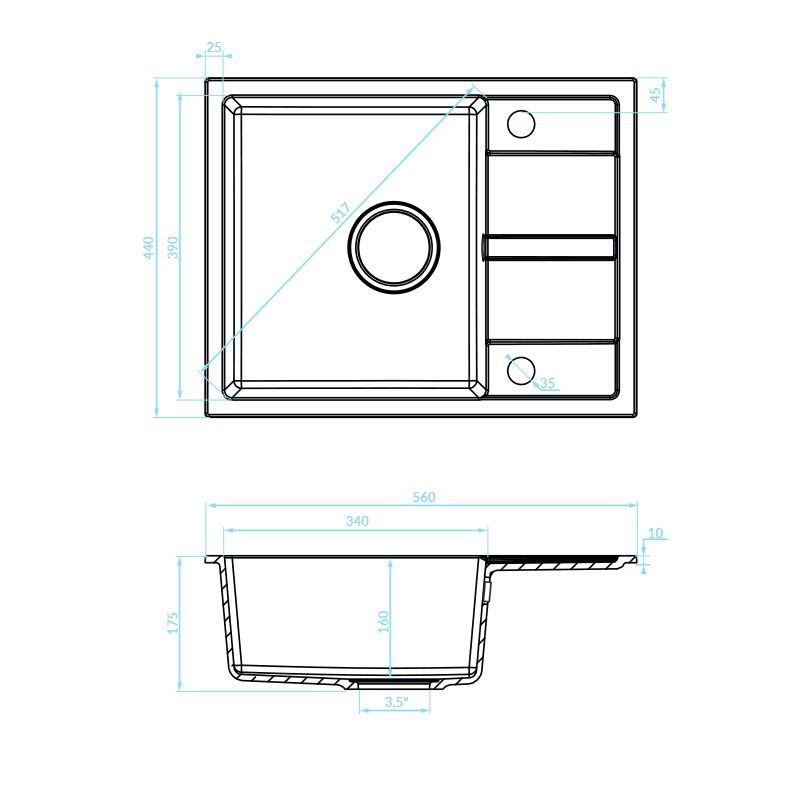 Zlew Zlewozmywak Jednokomorowy Granitowy Beżowy z Półociekaczem VITI