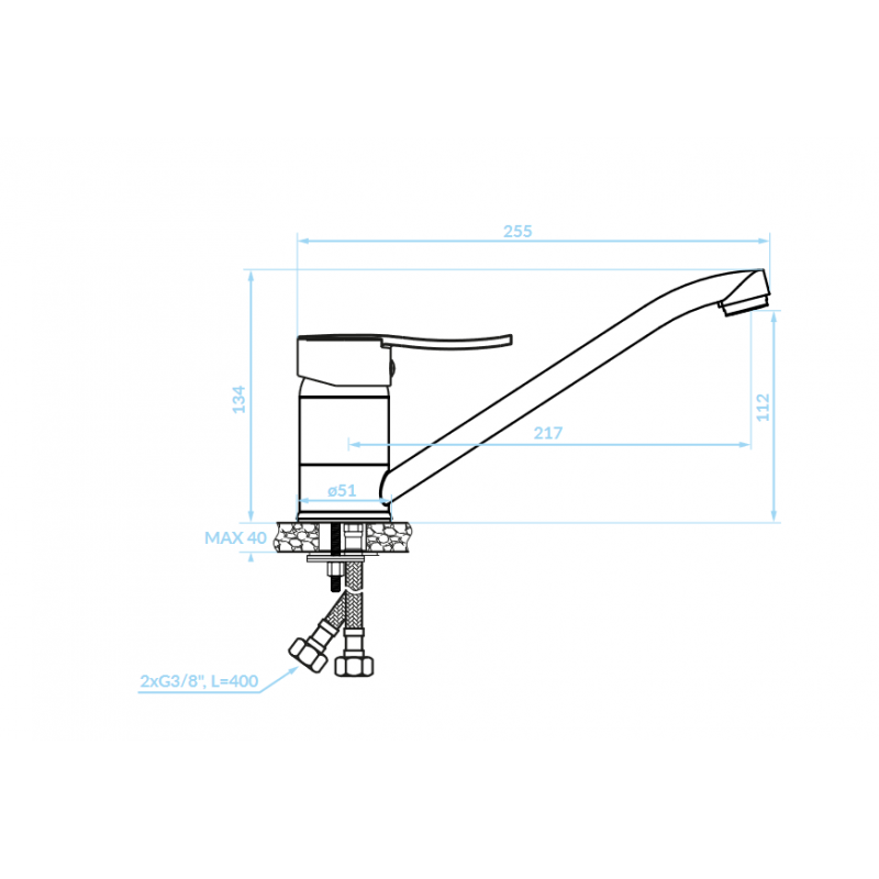 Bateria Zlewozmywakowa Stojąca MADERA Czarna Bateria Zlewozmywakowa Stojąca MADERA Czarna