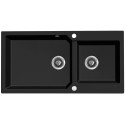 Zlewozmywak Granitowy Dwukomorowy Czarny MILOS