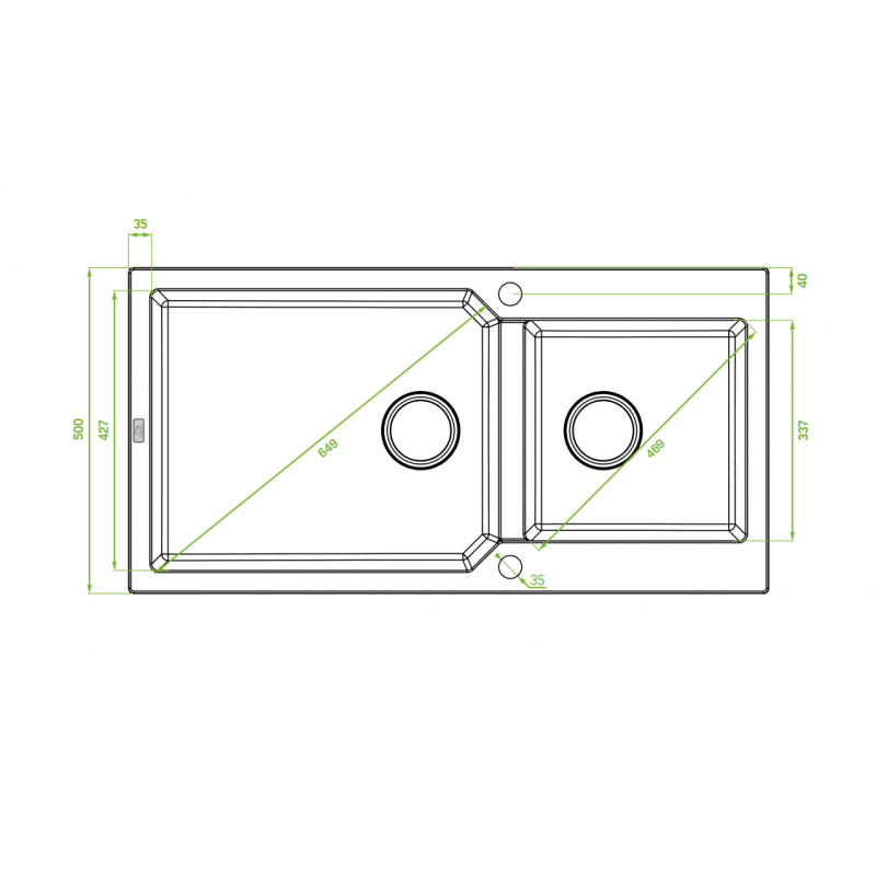 Zlewozmywak Granitowy Dwukomorowy Biały MILOS