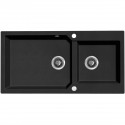 Zlewozmywak Granitowy Dwukomorowy Czarny MILOS