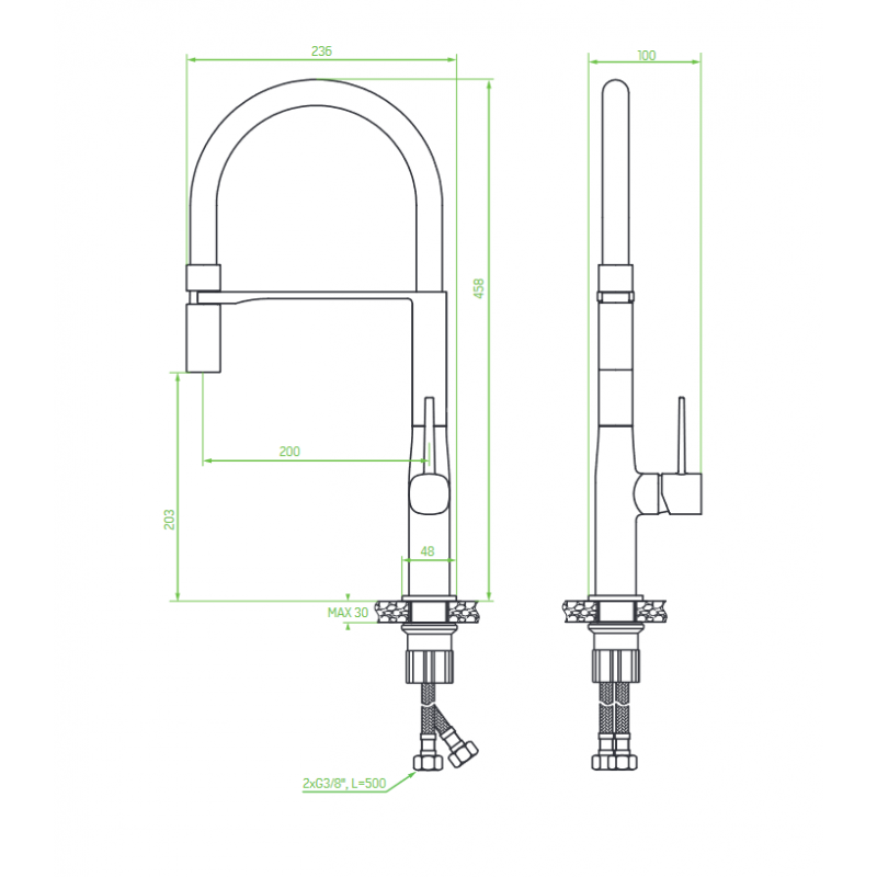 Bateria Zlewozmywakowa z Elastyczną Wylewką POLA Laveo Bateria Zlewozmywakowa z Elastyczną Wylewką POLA Laveo