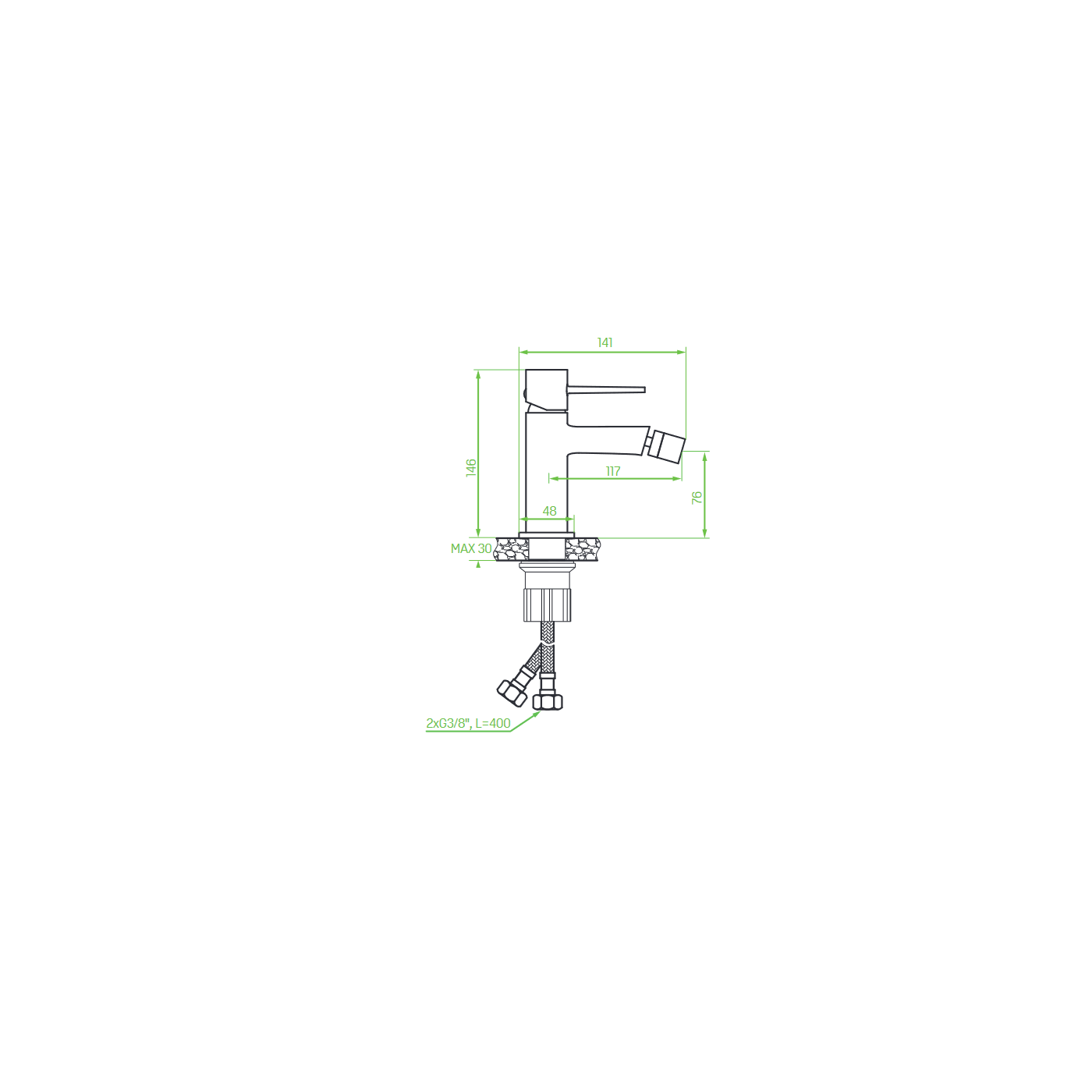 Bateria Bidetowa Stojąca z Korkiem POLA złota Bateria Bidetowa Stojąca z Korkiem POLA złota