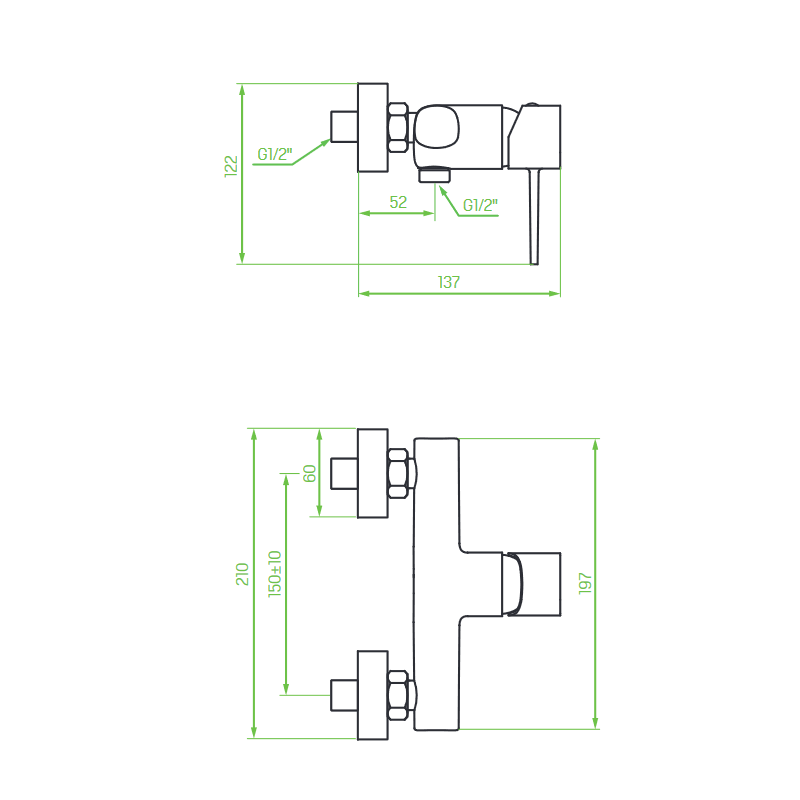 Bateria Natryskowa Ścienna POLA Złota bez Zestawu Natryskowego