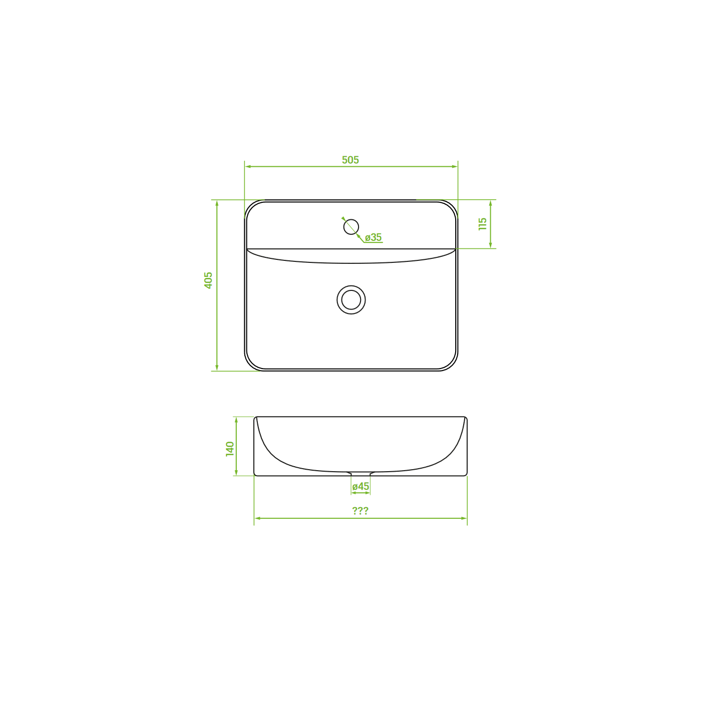 Umywalka Nablatowa Ceramiczna z miejscem na baterię MOGAMI