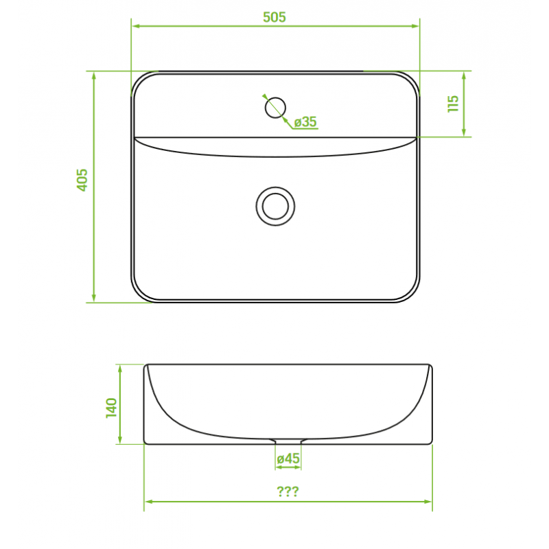 Umywalka Nablatowa Ceramiczna z miejscem na baterię MOGAMI