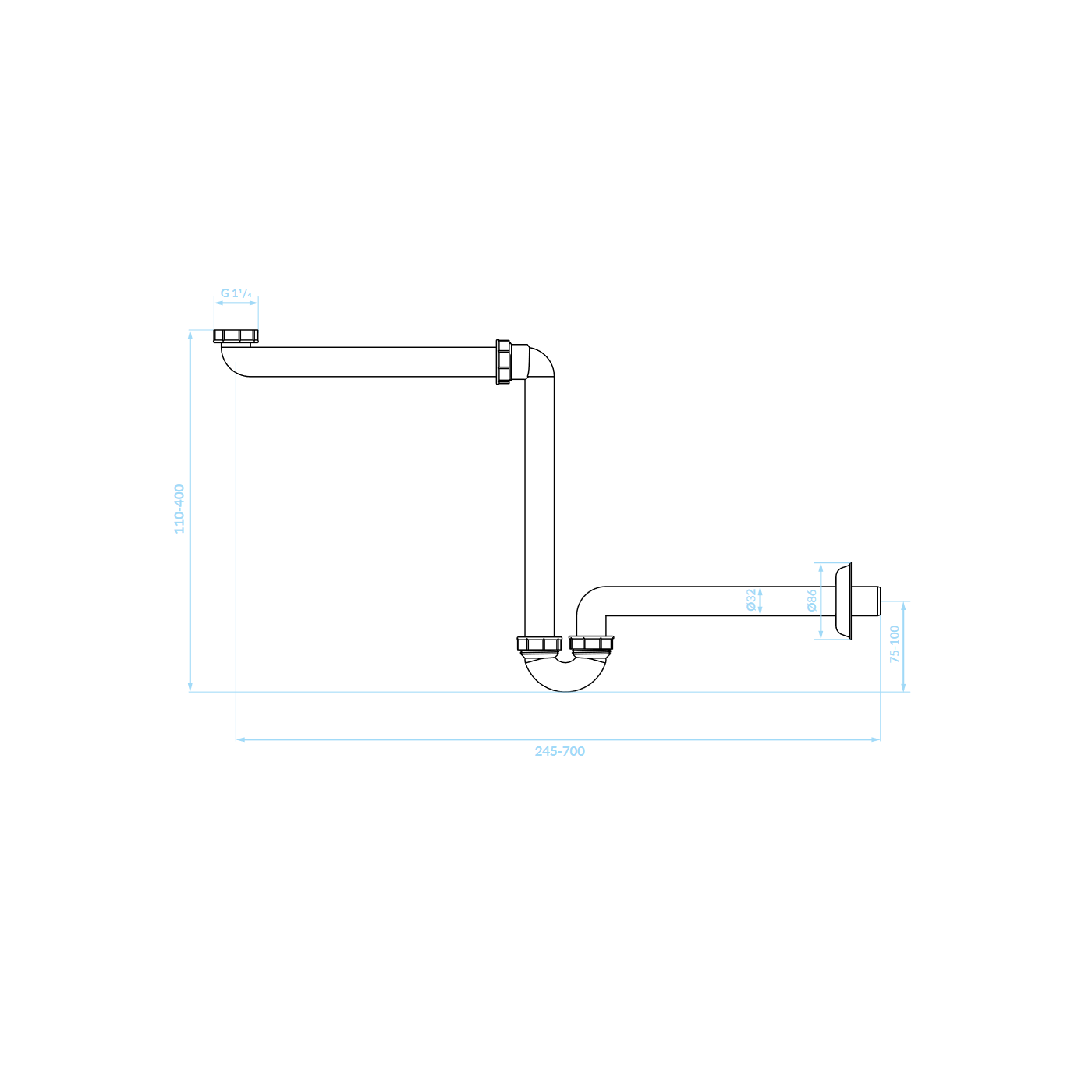 Syfon Umywalkowy Rurowy Biały