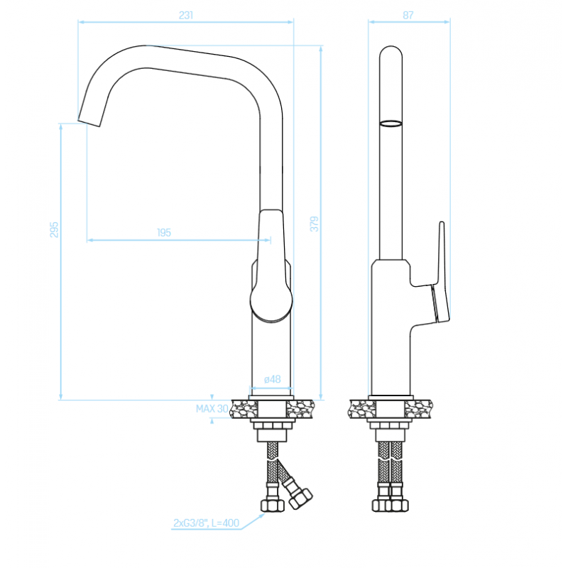 Bateria Zlewozmywakowa Stojąca Różowe Złoto Alanis Bateria Zlewozmywakowa Stojąca Różowe Złoto Alanis