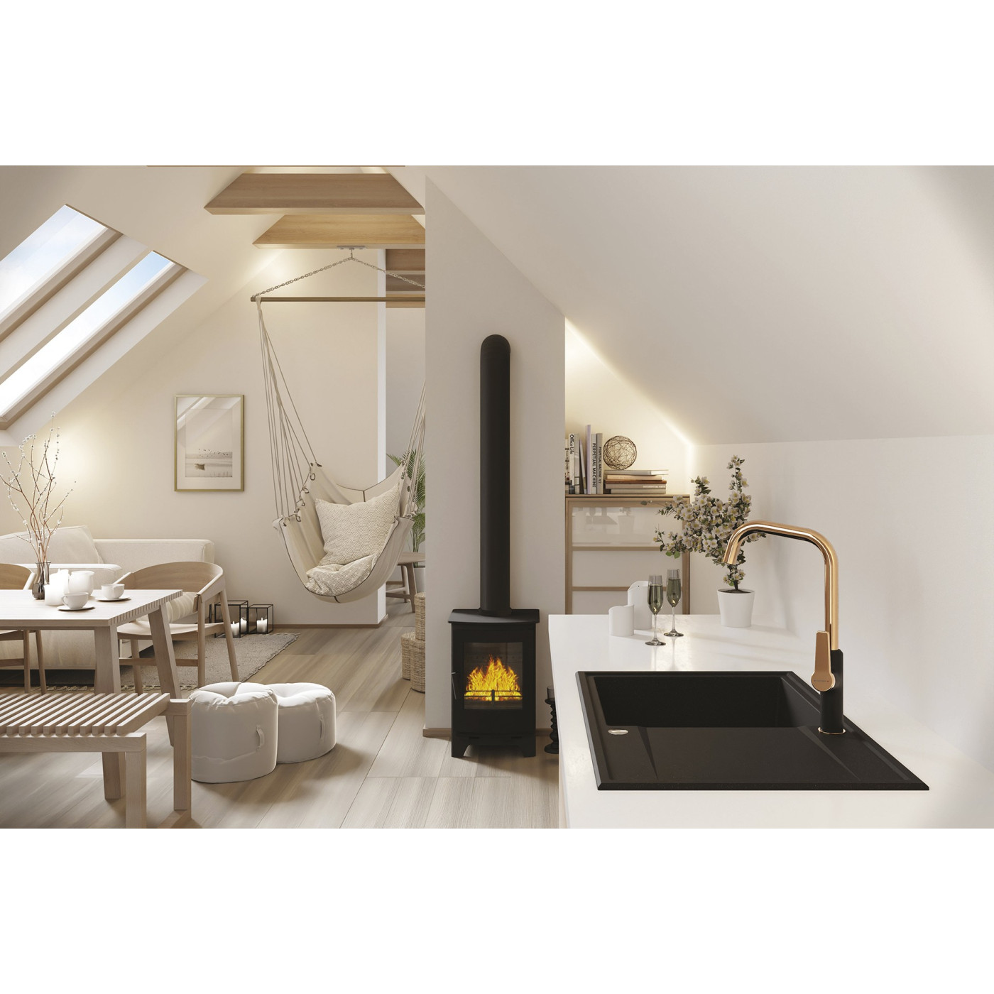 Bateria Zlewozmywakowa Stojąca Różowe Złoto Alanis Bateria Zlewozmywakowa Stojąca Różowe Złoto Alanis