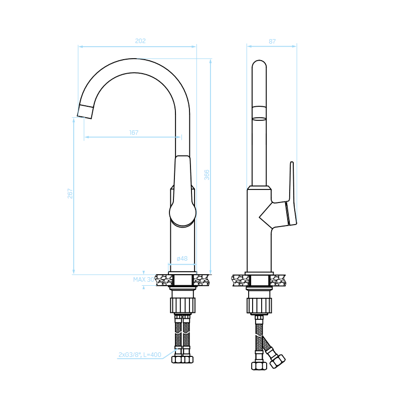 Bateria Zlewozmywakowa Kuchenna Stojąca Złota Alanis