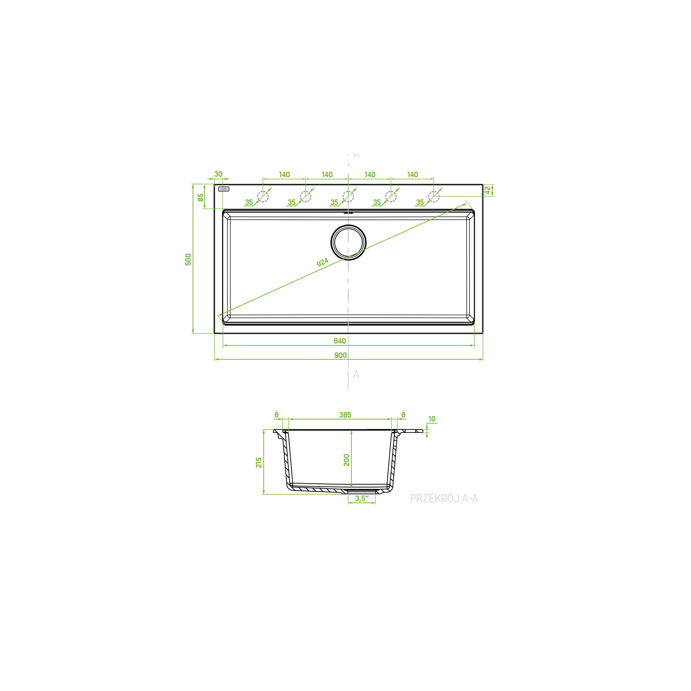 Zlewozmywak Jednokomorowy Granitowy Czarny Zestaw Ociekacz Dozownik Bateria Syfon Zlewozmywak Jednokomorowy Granitowy Czarny Zestaw Ociekacz Dozownik Bateria Syfon