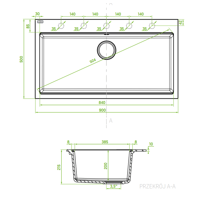 Zlewozmywak Jednokomorowy Granitowy Czarny Zestaw Ociekacz Dozownik Bateria Syfon Zlewozmywak Jednokomorowy Granitowy Czarny Zestaw Ociekacz Dozownik Bateria Syfon