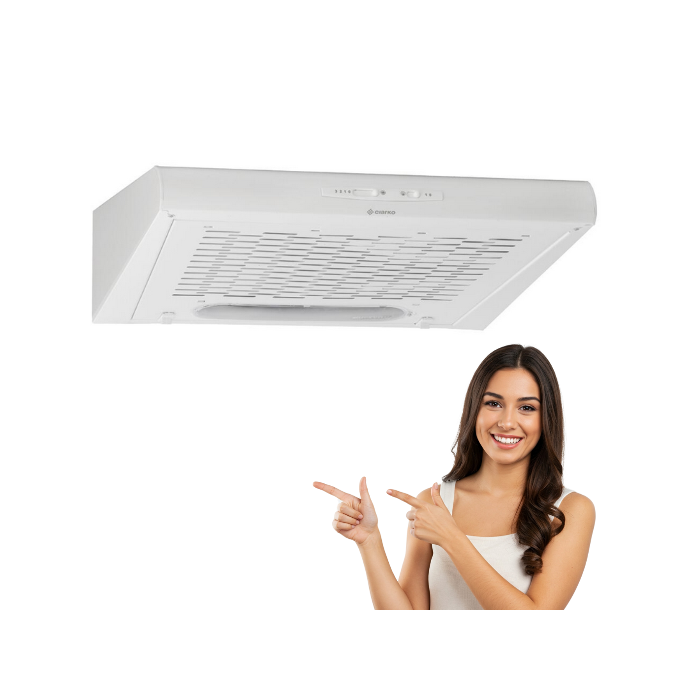 Okap Podszafkowy ZRD 60, Biały z Filtrem Węglowym, Okap do Kuchni