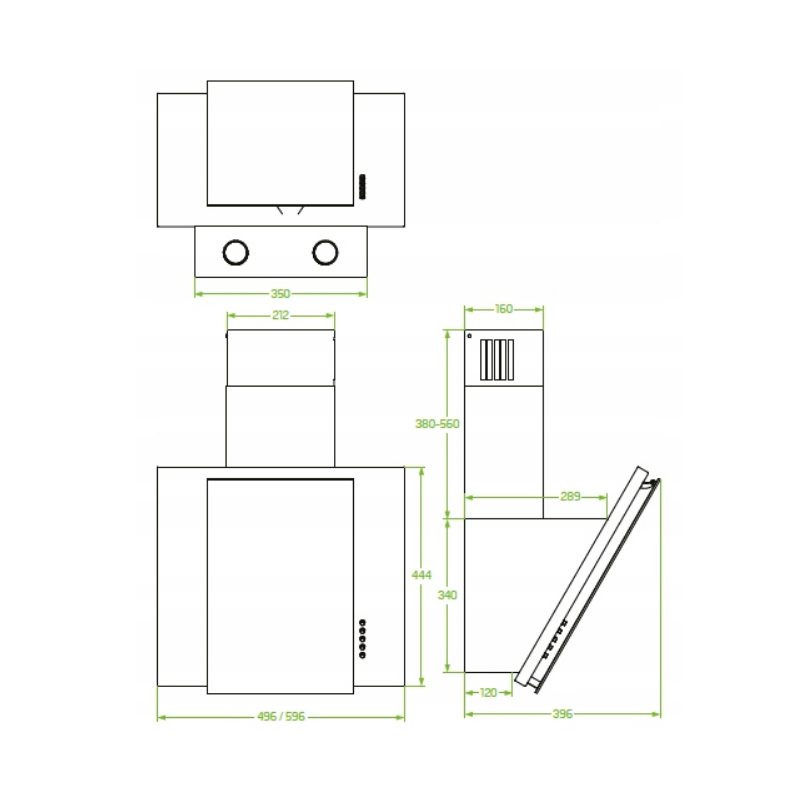 Okap Kuchenny Kominowy SOLANO Czarny 60 cm Okap Kuchenny Kominowy SOLANO Czarny 60 cm