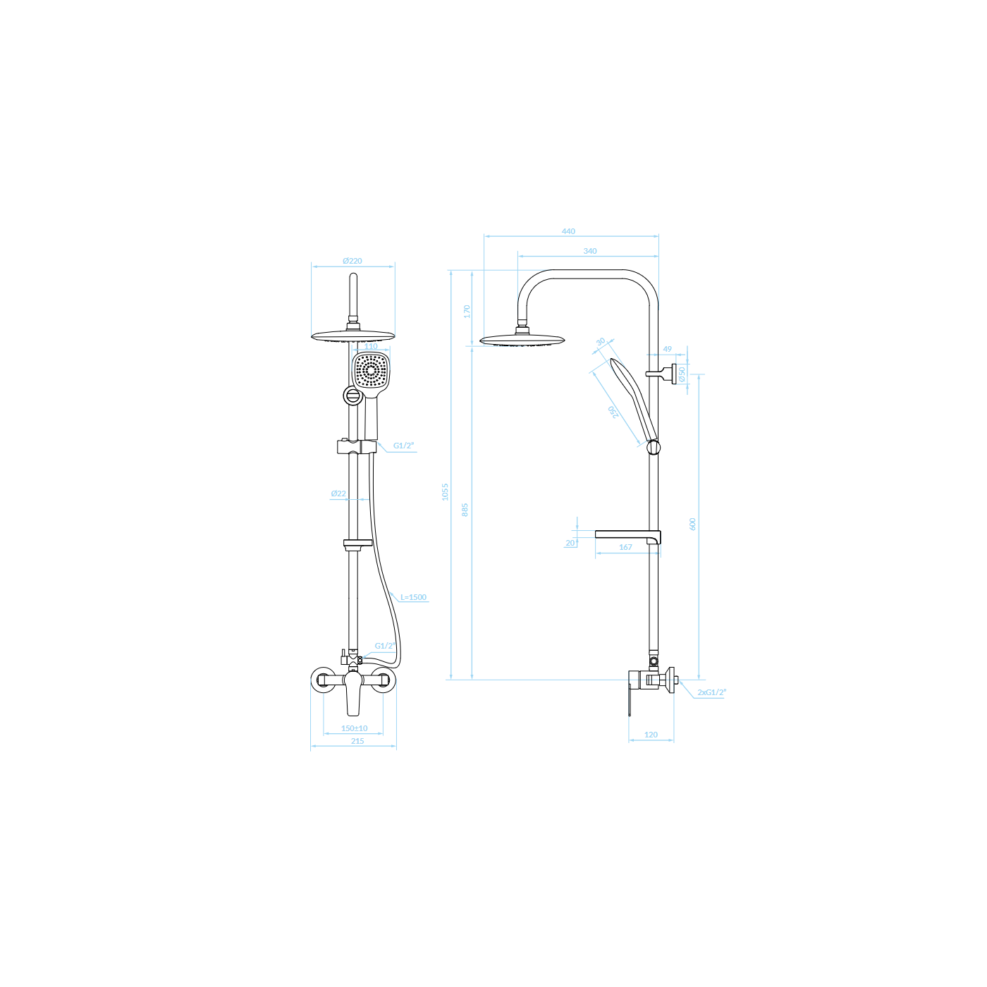 Kolumna Natryskowa z Baterią Czarna FIONA Kolumna Natryskowa z Baterią Czarna FIONA