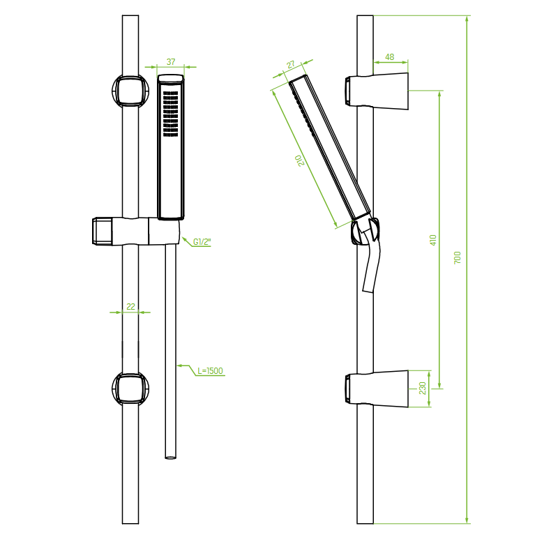 Zestaw Natryskowy na Drążku Zoto Szczotkowane Pola Zestaw Natryskowy na Drążku Zoto Szczotkowane Pola