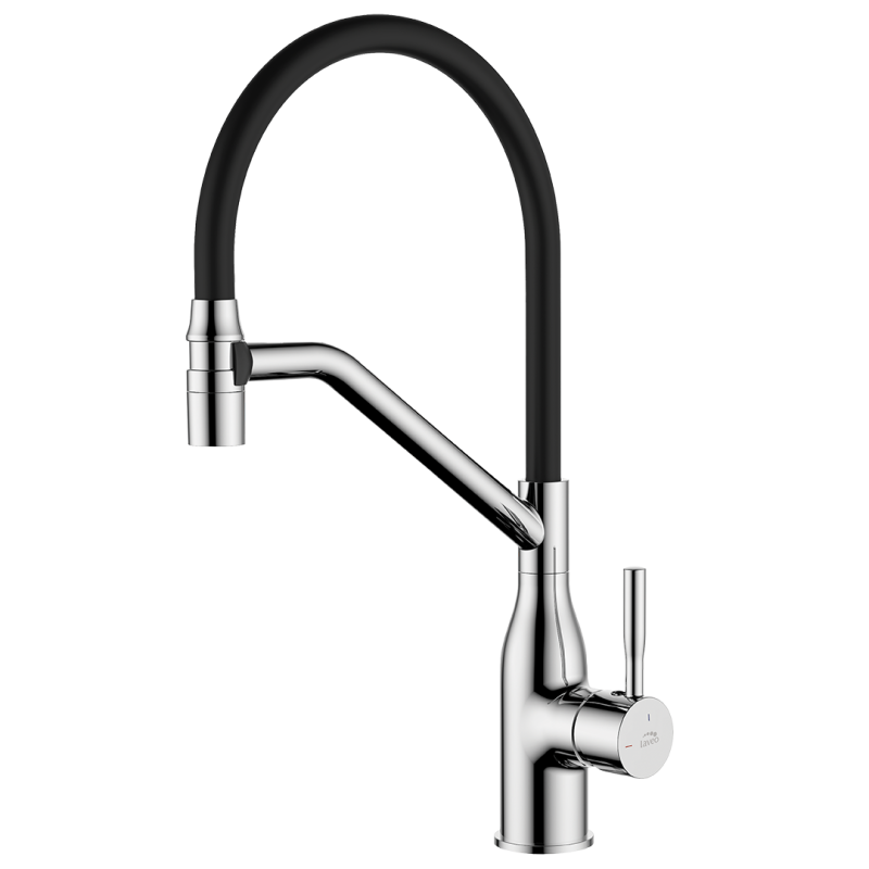 Bateria Kuchenna Bateria Zlewozmywakowa Stojąca Czarna Chrom