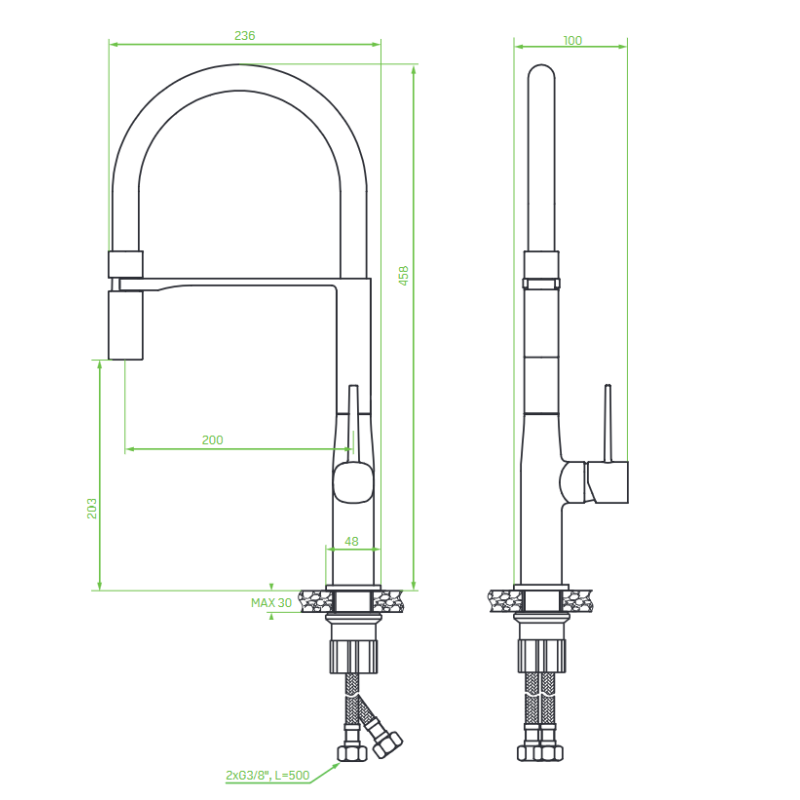 Bateria Kuchenna Bateria Zlewozmywakowa Stojąca Czarna Chrom