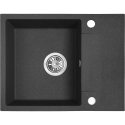 Zlewozmywak Granitowy Jednokomorowy Czarny z Baterią i Syfonem Zestaw