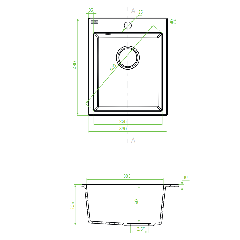 Zlewozmywak Granitowy Jednokomorowy Czarny z Baterią i Syfonem Zestaw Zlewozmywak Granitowy Jednokomorowy Czarny z Baterią i Syfonem Zestaw