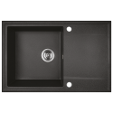 Zlewozmywak Granitowy Jednokomorowy Czarny z Baterią i Syfonem Zestaw