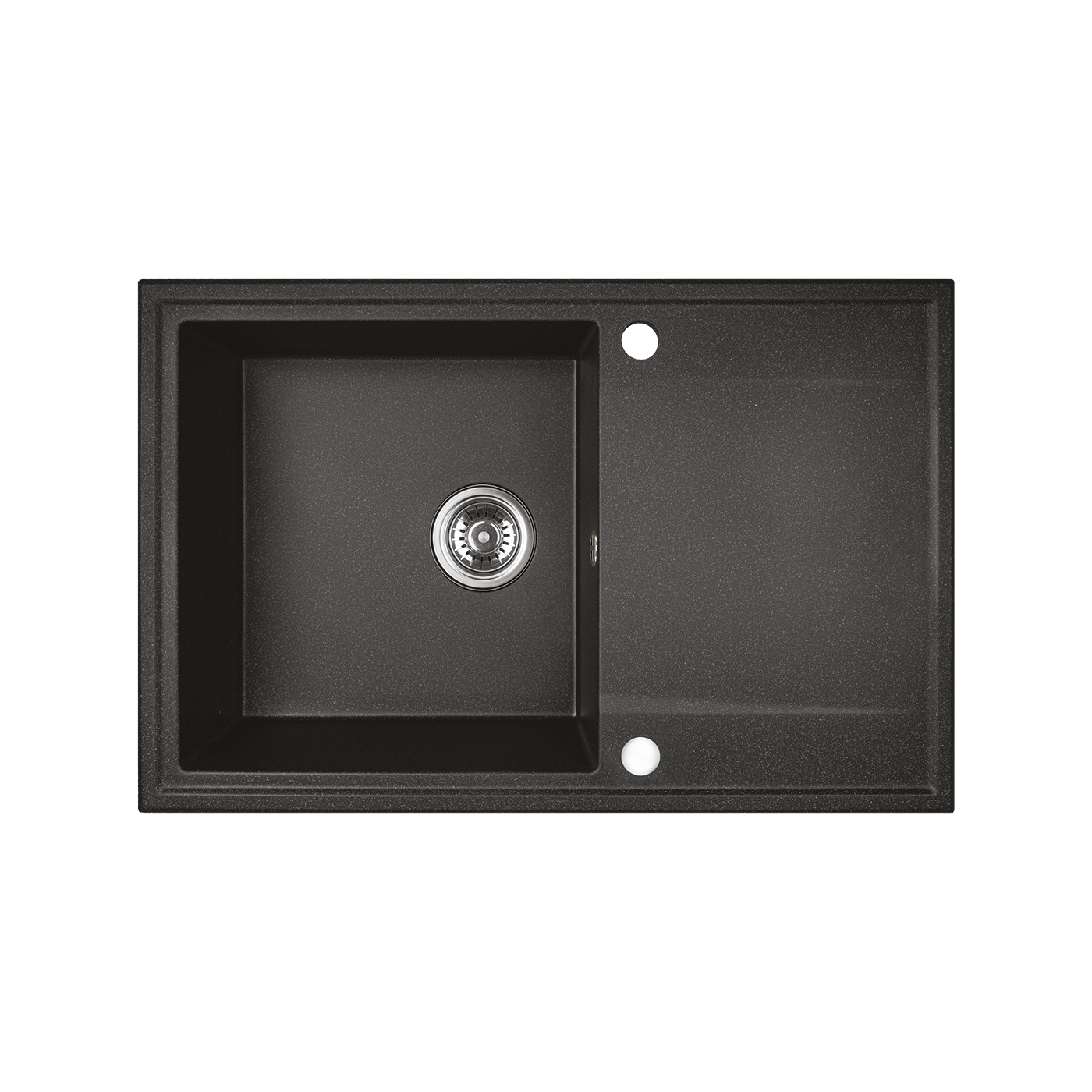 Zlewozmywak Granitowy Jednokomorowy Czarny z Baterią i Syfonem Zestaw