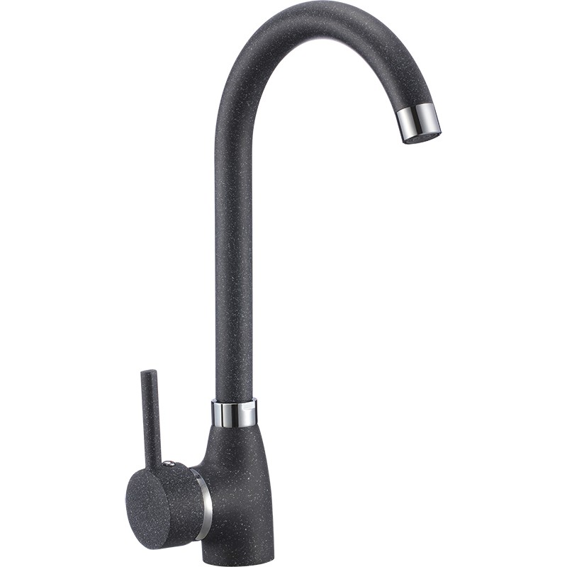 Zlewozmywak Granitowy Jednokomorowy Czarny z Baterią i Syfonem Zestaw