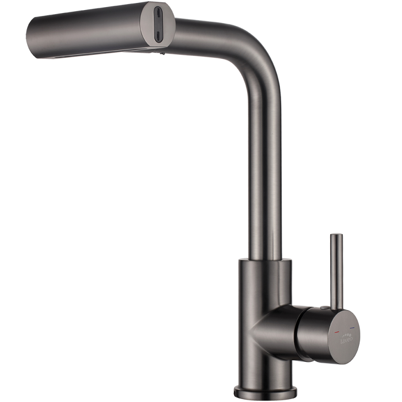 Bateria Zlewozmywakowa Stojąca z Wyciąganą Wielofunkcyjną Wylewką Rotaro Grafit