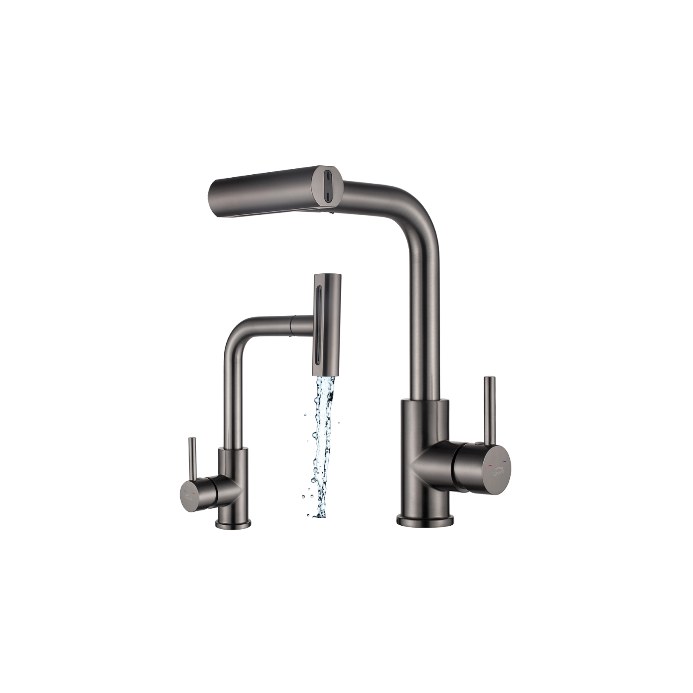 Bateria Zlewozmywakowa Stojąca z Wyciąganą Wielofunkcyjną Wylewką Rotaro Grafit