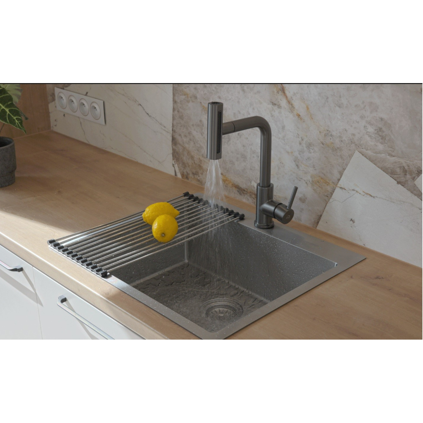 Bateria Zlewozmywakowa Stojąca z Wyciąganą Wielofunkcyjną Wylewką Rotaro Czarna Bateria Zlewozmywakowa Stojąca z Wyciąganą Wielofunkcyjną Wylewką Rotaro Czarna