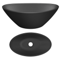 Umywalka Nablatowa Granitowa Czarna Umywalka do Łazienki Laveo VELA