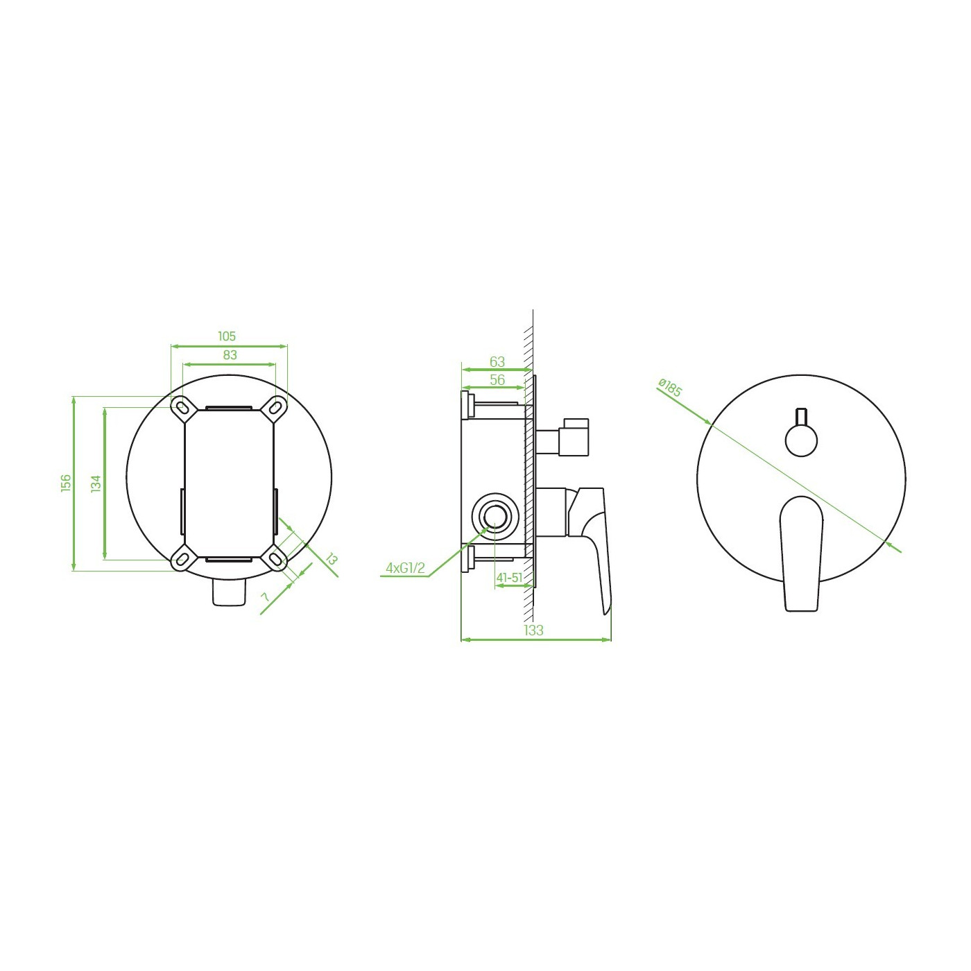Bateria Natryskowa Podtynkowa z Przełącznikiem Chrom Alea Laveo Bateria Natryskowa Podtynkowa z Przełącznikiem Chrom Alea Laveo