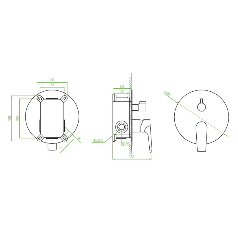 Bateria Natryskowa Podtynkowa z Przełącznikiem Chrom Alea Laveo Bateria Natryskowa Podtynkowa z Przełącznikiem Chrom Alea Laveo