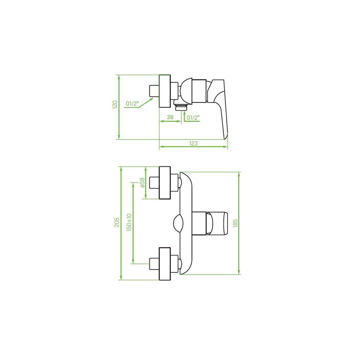 Bateria Natryskowa Ścienna bez zest. natrysk. Chrom Alea Laveo