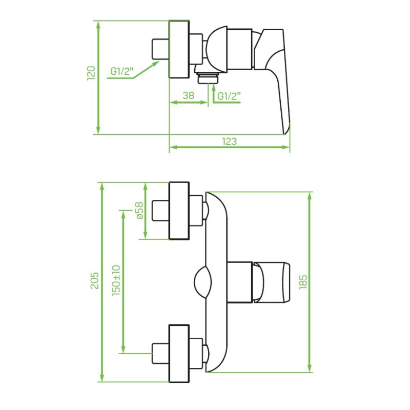Bateria Natryskowa Ścienna bez zest. natrysk. Chrom Alea Laveo