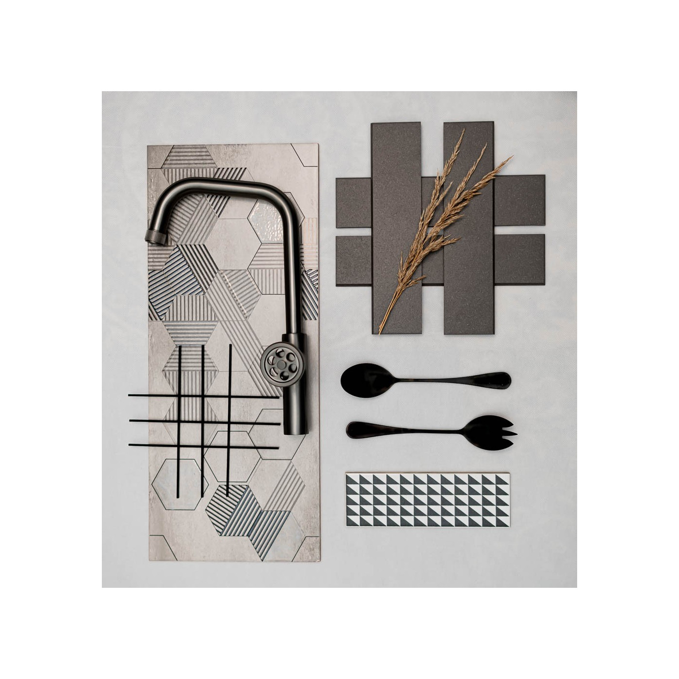 Bateria Zlewozmywakowa Stojąca z wylewką L Szary MURO Laveo Bateria Zlewozmywakowa Stojąca z wylewką L Szary MURO Laveo