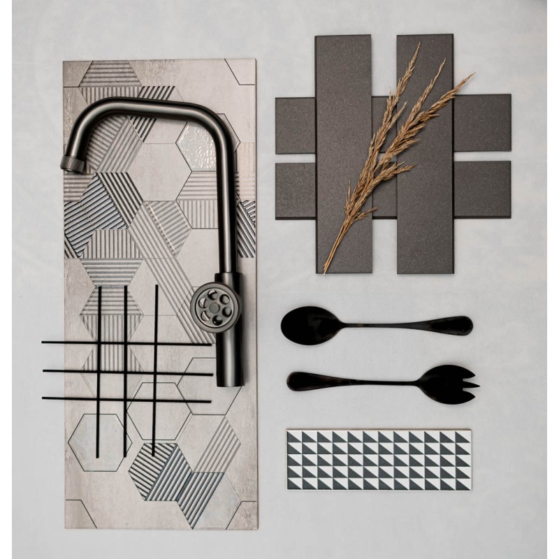 Bateria Zlewozmywakowa Stojąca z wylewką L Szary MURO Laveo Bateria Zlewozmywakowa Stojąca z wylewką L Szary MURO Laveo