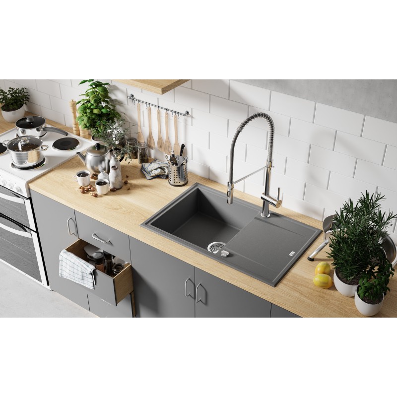 Bateria Zlewozmywakowa Stojąca, Sprężyna Chrom RHEA Laveo Bateria Zlewozmywakowa Stojąca, Sprężyna Chrom RHEA Laveo