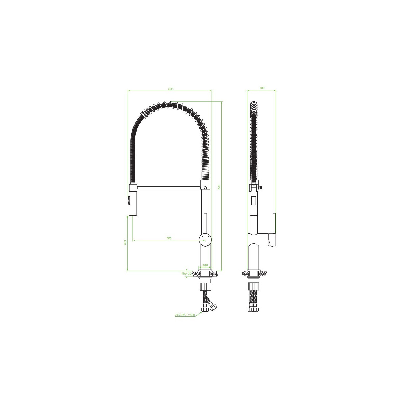 Bateria Zlewozmywakowa Stojąca, Sprężyna Chrom RHEA Laveo Bateria Zlewozmywakowa Stojąca, Sprężyna Chrom RHEA Laveo