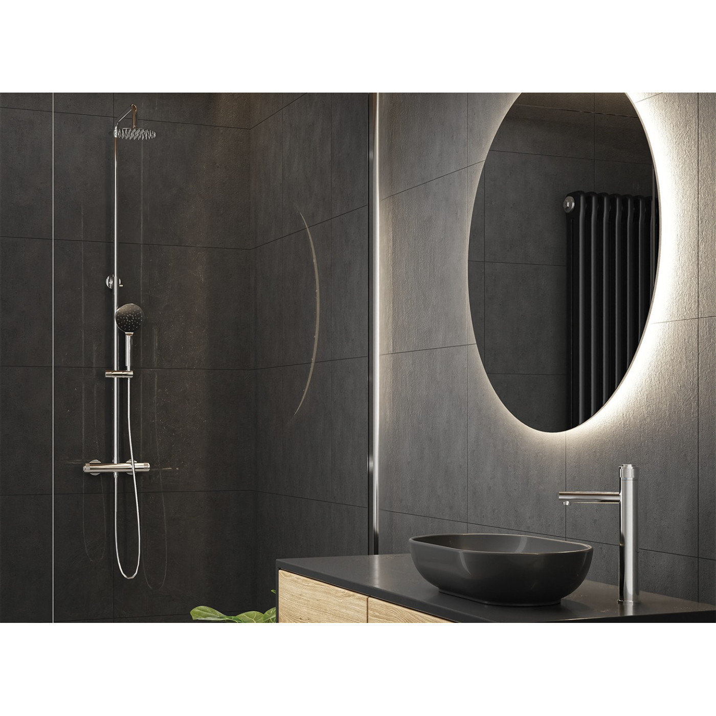 Kolumna Natryskowa z Baterią Czarna VOLUMO Laveo