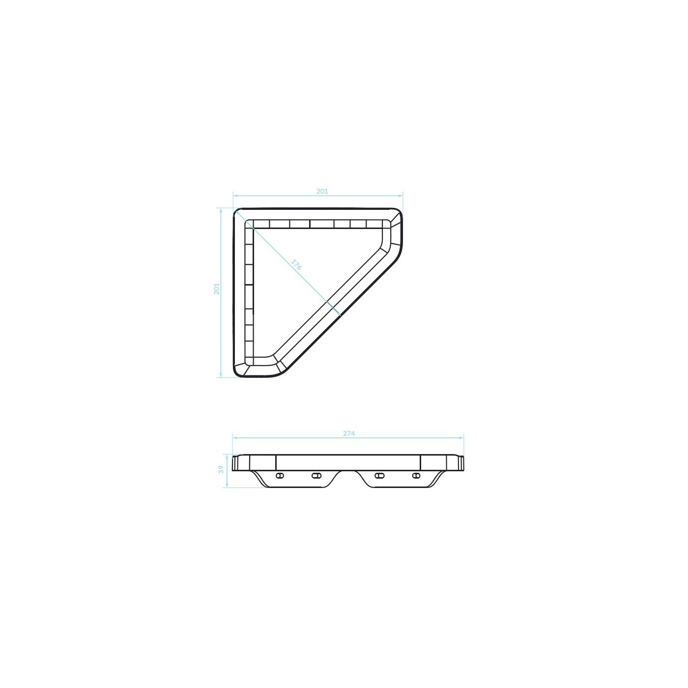 Półka Łazienkowa Ścienna Narożna Płaska Biała APO Kuchinox