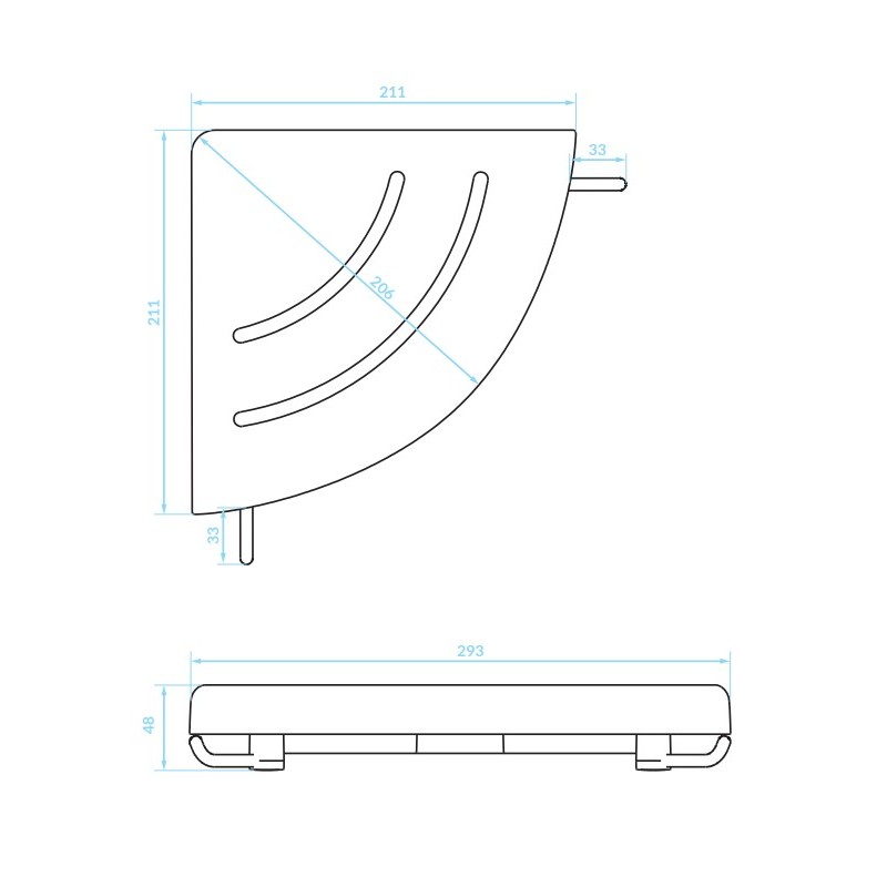 Półka Łazienkowa Ścienna Narożna z rantem Biała APO Kuchinox Półka Łazienkowa Ścienna Narożna z rantem Biała APO Kuchinox
