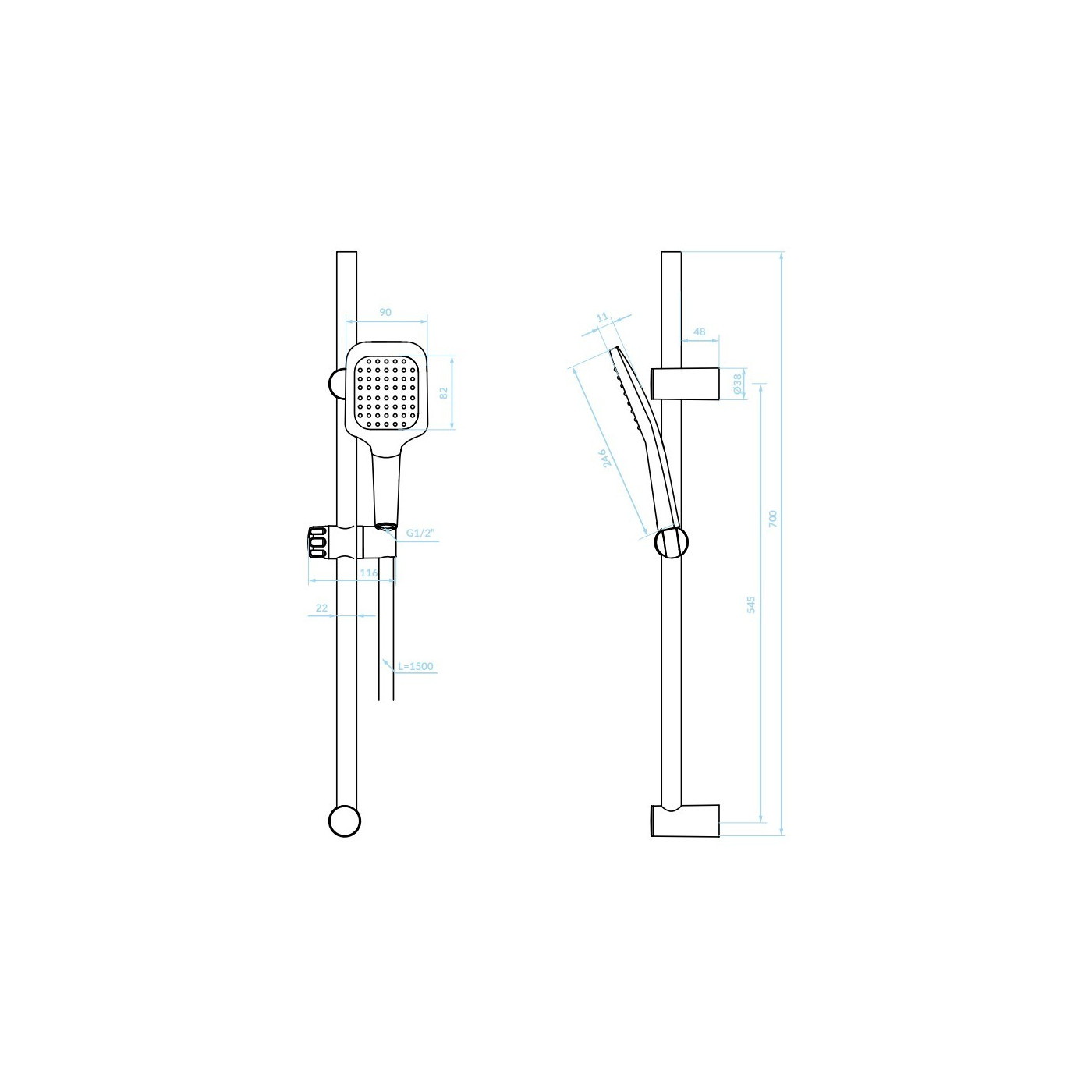Zestaw Natryskowy na Drążku Chrom BORGO Kuchinox Zestaw Natryskowy na Drążku Chrom BORGO Kuchinox
