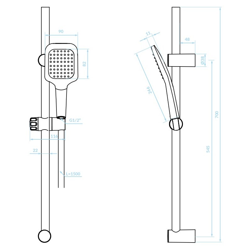 Zestaw Natryskowy na Drążku Chrom BORGO Kuchinox Zestaw Natryskowy na Drążku Chrom BORGO Kuchinox